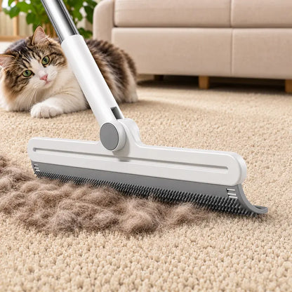 Pet Hair Remover Rake/Scraper, 180° Rotating Pet Hair Remover Broom, Reusable Wet Dry Squeegee, Silicone Scrubber for Carpet, Couch, Hardwood Floors,Bathroom and Pet Areas, Lint Roller Alternative for Rugs, Beds, Mats & Furniture